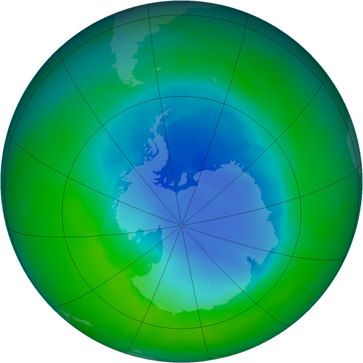 Antarctic ozone map for December 1998